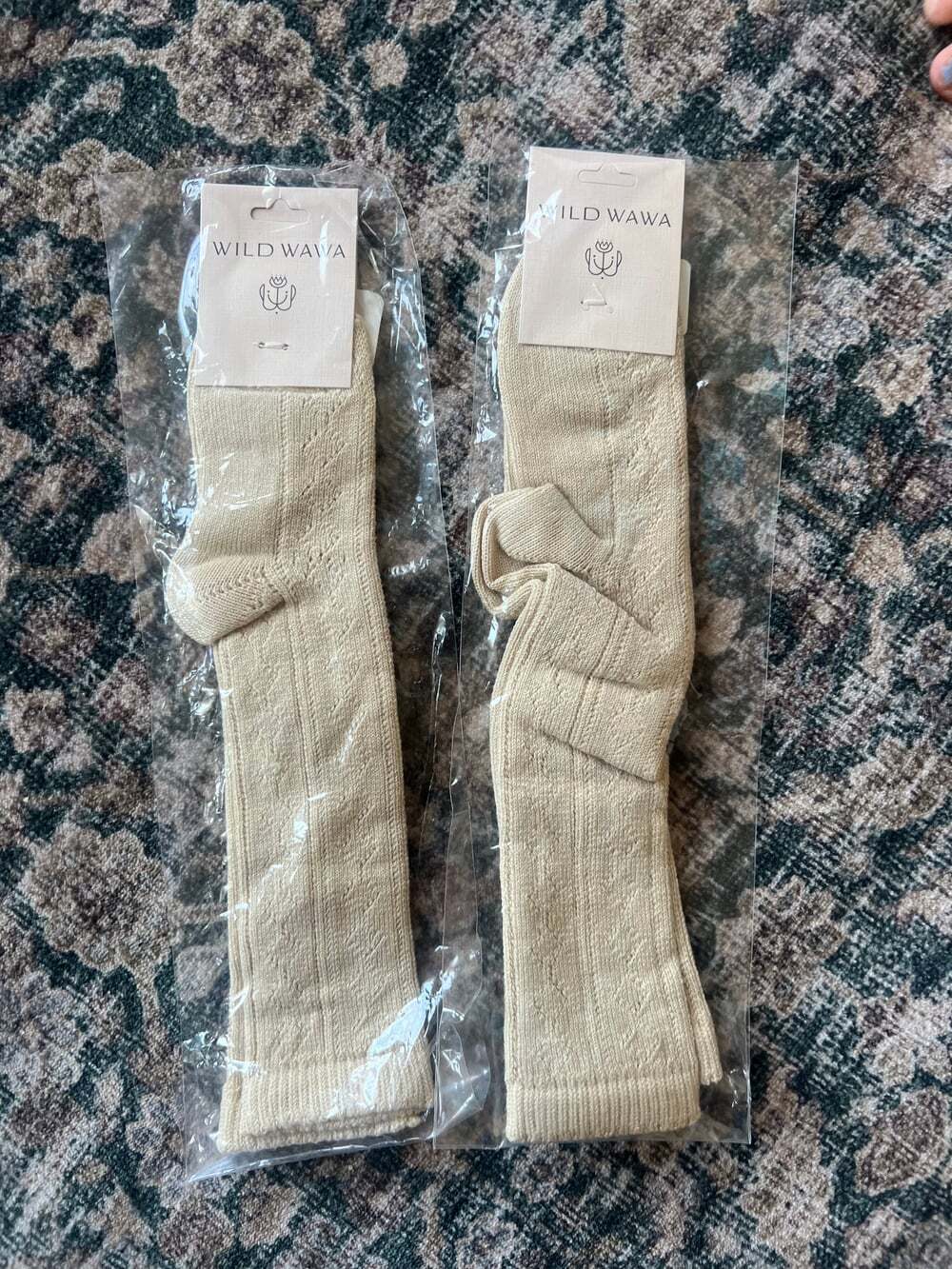 Wild Wawa Set of 2 Pontielle Knee High Socks Taupe Size 2/5